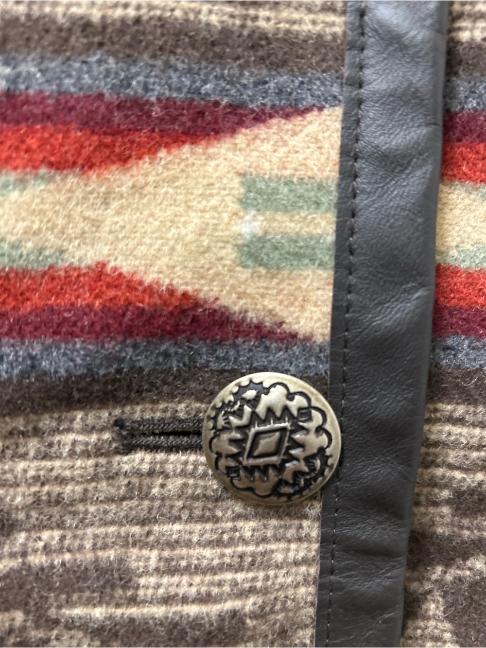 Pendleton Aztec-Pattern Utility Jacket in Brown, Cream & Red - Picture 4 of 8
